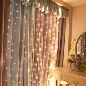 img 3 attached to 🌟 ZHEWEN Curtain Lights 300 LED 9.8 x 9.8Ft Warm White Fairy Lights: Perfect for Wall Decoration, Girls Bedroom, Indoor/Outdoor Christmas Party! Remote Control & 8 Lighting Modes Included!