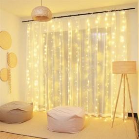 img 2 attached to 🌟 ZHEWEN Curtain Lights 300 LED 9.8 x 9.8Ft Warm White Fairy Lights: Perfect for Wall Decoration, Girls Bedroom, Indoor/Outdoor Christmas Party! Remote Control & 8 Lighting Modes Included!