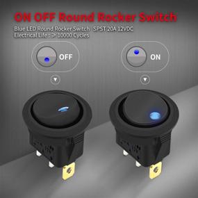 img 1 attached to 🔘 DaierTek Round Rocker Switch Shell 12V Lighted 3 Pin with Blue LED - High-Quality 12 Volt DC Rocker Toggle Switch for Automotive Car Truck ON Off 20A SPST