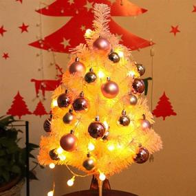 img 3 attached to 🎄 Asdomo - Small Artificial Tabletop Christmas Tree with Balls, Stand, LED Lights - Mini Christmas Tree for Christmas Decorations, Home, Kitchen, Dining Table Xmas Indoor Decor - 23.6 inch