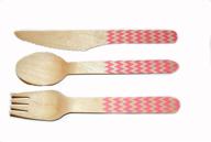 🍴 chevron pink wooden cutlery set - perfect stix picnic kit (36 count) логотип