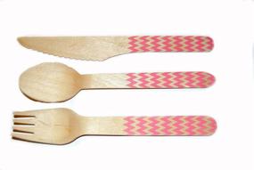 img 1 attached to 🍴 Chevron Pink Wooden Cutlery Set - Perfect Stix Picnic Kit (36 Count)