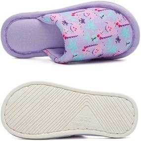 img 2 attached to 🦄 MEMON Boys Girls House Slippers: Cute Cartoon Animal Unicorn/Dinosaur, Memory Foam Comfort, Non-Slip Toddler Home Shoes