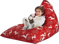 🎅 premium canvas christmas stuffed animal storage bean bag chair cover - extra large 250l elk design for both kids and adults - plush toy holder and organizer without filling logo