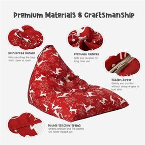 img 2 attached to 🎅 Premium Canvas Christmas Stuffed Animal Storage Bean Bag Chair Cover - Extra Large 250L Elk Design for Both Kids and Adults - Plush Toy Holder and Organizer Without Filling