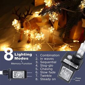 img 3 attached to 🎄 Christmas Snowflake String Lights, 49 ft 100 LED Connectable Christmas Fairy Lights with 8 Modes, Waterproof Plug in Snowflake Lights For Christmas Party, Home, Christmas Tree Decorations – Warm White | SEO-friendly