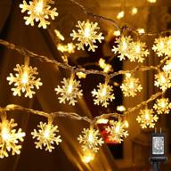 🎄 christmas snowflake string lights, 49 ft 100 led connectable christmas fairy lights with 8 modes, waterproof plug in snowflake lights for christmas party, home, christmas tree decorations – warm white | seo-friendly logo