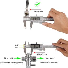 img 1 attached to 🚽 Convenient Brass T-adapter with Shut off Valve for Bidets - 3-way T Adapter Ideal for Handheld Toilet Bidet Sprays (7/8"×7/8"×1/2")