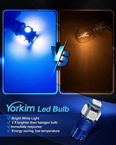 img 1 attached to 🔵 Yorkim 194 LED Bulbs Blue Super Bright 5th Gen, T10 LED Bulbs, 168 LED Bulb for Car Interior Door Courtesy Dome Map License Plate Lights W5W 2825, Pack of 10
