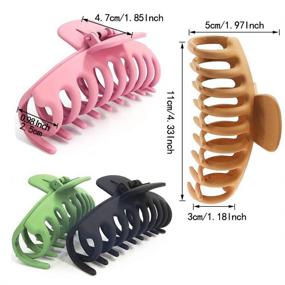 img 1 attached to 🎀 6 Pack Large Hair Claw Clip: 4 Inch Nonslip Big Clips for Thick Hair - Strong Hold Hair Accessory for Women, Ladies, Girls - 6 Color Options Available