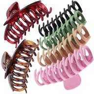 🎀 6 pack large hair claw clip: 4 inch nonslip big clips for thick hair - strong hold hair accessory for women, ladies, girls - 6 color options available logo