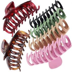 img 4 attached to 🎀 6 Pack Large Hair Claw Clip: 4 Inch Nonslip Big Clips for Thick Hair - Strong Hold Hair Accessory for Women, Ladies, Girls - 6 Color Options Available