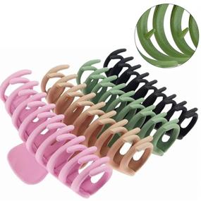 img 3 attached to 🎀 6 Pack Large Hair Claw Clip: 4 Inch Nonslip Big Clips for Thick Hair - Strong Hold Hair Accessory for Women, Ladies, Girls - 6 Color Options Available