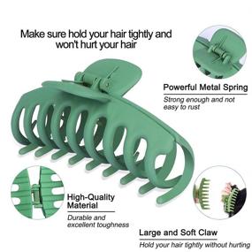 img 2 attached to 🎀 6 Pack Large Hair Claw Clip: 4 Inch Nonslip Big Clips for Thick Hair - Strong Hold Hair Accessory for Women, Ladies, Girls - 6 Color Options Available