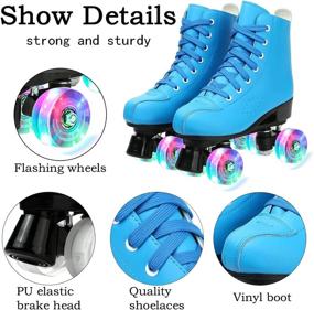 img 3 attached to 🛼 XUDREZ Unisex Double-Row Roller Skates - PU Leather High-top Four-Wheel Shiny Skates for Indoor and Outdoor Use