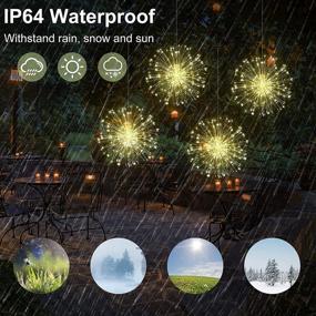 img 3 attached to 🌟 Solar Starburst Light 2 Pack: Stunning Outdoor Chandelier with 180 LEDs for Party Garden Patio Bedroom - Fairy Light Umbrella Decoration - DIY Solar Firework Hanging Lights