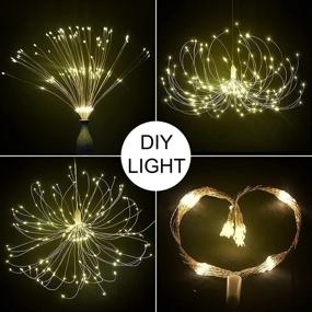 img 1 attached to 🌟 Solar Starburst Light 2 Pack: Stunning Outdoor Chandelier with 180 LEDs for Party Garden Patio Bedroom - Fairy Light Umbrella Decoration - DIY Solar Firework Hanging Lights