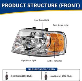 img 3 attached to Фары с хромированным корпусом AUTOSAVER88, совместимые с Ford Expedition 03-06