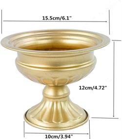 img 3 attached to 🌼 Lanlong Household Metal Flower Vase Set of 2 - Retro Wedding Centerpiece Décor Vases (Gold, Bowl Shape)