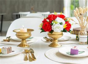 img 1 attached to 🌼 Lanlong Household Metal Flower Vase Set of 2 - Retro Wedding Centerpiece Décor Vases (Gold, Bowl Shape)
