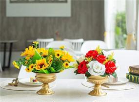 img 2 attached to 🌼 Lanlong Household Metal Flower Vase Set of 2 - Retro Wedding Centerpiece Décor Vases (Gold, Bowl Shape)