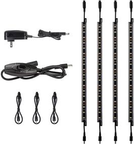 img 4 attached to 💡 Torchstar LED Safe Lighting Kit: 12" Linkable Light Bars + Rocker Switch - UL Power Adapter Included for Effective Under Cabinet, Shelf, and Showcase Lighting - Ideal for Gun Safes, Lockers, and Closets - 5000K Daylight - Set of 4 Pcs