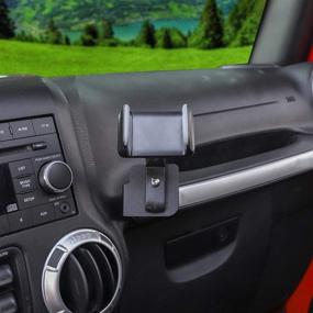 img 4 attached to JeCar Multi-Functional Phone Holder and Walkie 📱 Talkie Bracket for 2011-2018 Jeep Wrangler JK JKU, Gray