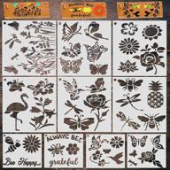 🌻 set of 10 flower stencils: sunflower, butterfly, bee, bird - ideal for canvas painting, wood crafts, and nature-themed projects - reusable stencils with dragonfly, pineapple, honeycomb designs logo