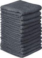 🧼 beauty threadz - pack of 12 luxury washcloths 100% ring spun cotton 12x12 inch face towel – highly absorbent, ultra soft, fade resistant – 500 gsm fluffy wash cloth set in charcoal grey logo