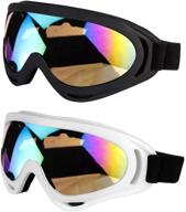 🏂 ljdj ski & motorcycle goggles - snowboard glasses set of 2 - dirt bike atv motocross anti-uv adjustable riding offroad protective combat tactical military eyewear for men women kids youth adults logo