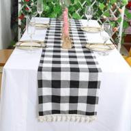 🏞️ partisout buffalo check table runner - checked table runner with tassel - bluffalo plaid table runner - washable cotton linen table cover - gingham table runner логотип