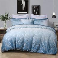 🛏️ david's home 100% cotton duvet cover set - king size, soft and breathable farmhouse style bedding with spray pattern and ombre turquoise design logo