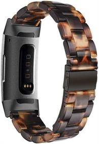 img 3 attached to 📿 Ayeger Resin Band for Fitbit Charge 4, Charge 3/3 SE - Women Men Resin Accessory, Rose Gold Buckle Wristband Strap Bracelet for Fitbit Charge 4, 3/3 SE Smart Watch Fitness (Black Tortoise)