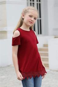 img 2 attached to GORLYA Summer Shoulder T Shirt GOR1068 Girls' Clothing for Tops, Tees & Blouses