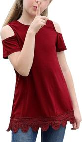 img 4 attached to GORLYA Summer Shoulder T Shirt GOR1068 Girls' Clothing for Tops, Tees & Blouses