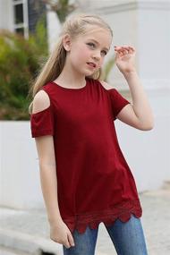 img 1 attached to GORLYA Summer Shoulder T Shirt GOR1068 Girls' Clothing for Tops, Tees & Blouses