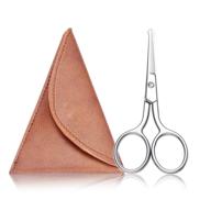 hitopty nose hair scissors: stainless steel 🔪 trimming kit with safety features and pu case logo