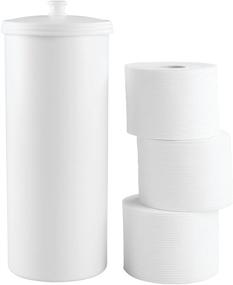 img 4 attached to 🧻 iDesign Kent Plastic Toilet Paper Tissue Roll Holder, Freestanding Organizer for Master, Guest, Kid's, Office Bathroom or Closet, 6.25" x 6.25" x 15.5" - White