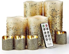 img 4 attached to 🕯️ Furora LIGHTING Gold Flameless Candles Set of 8 - Remote Controlled, Real Wax Battery Operated LED Flickering Flame Pillars and Votives with Timer Featured - Ideal for Christmas and Fall Centerpieces