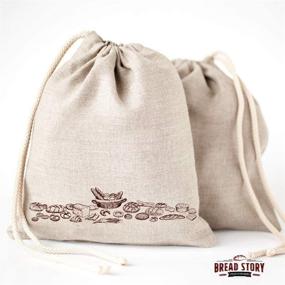 img 3 attached to 🍞 Linen Bread Bags 2-Pack - 11 x 15 inch Ideal for Homemade Bread, Unbleached, Reusable Food Storage - Perfect Housewarming and Wedding Gift - Storage for Artisan Bread - Bakery & Baguette