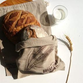 img 1 attached to 🍞 Linen Bread Bags 2-Pack - 11 x 15 inch Ideal for Homemade Bread, Unbleached, Reusable Food Storage - Perfect Housewarming and Wedding Gift - Storage for Artisan Bread - Bakery & Baguette