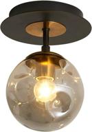 💡 szxykeji 1-light mini glass globe ceiling light: modern semi flush mount black fixture for hallway, aisle, porch, stairway, and closet logo