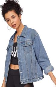 img 2 attached to 👖 Womens Casual Long Sleeve Button Down Boyfriend Denim Jacket - SweatyRocks