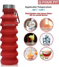 img 1 attached to 💧 Q4Fit Sports Collapsible Water Bottle - Premium Grade, BPA-Free, Non-Toxic, and Durable Platinum Silicone