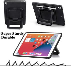 img 1 attached to 📱 Enhanced LovRug iPad 10.2 Inch Case 9th/8th/7th Generation 2021/2020/2019 with Pencil Holder | 360° Rotating Multi-Functional Grip Stand | Shockproof Hard Back Protective Cover Case (Black)