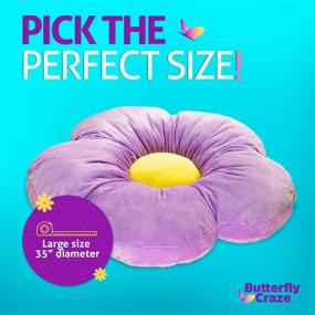 img 3 attached to 🌸 Purple Flower Floor Pillow Seating Cushion for Girls, Teens, Tweens & Toddlers - Butterfly Craze - Cute Room Decor for Reading and Lounging - Comfy Pillow for Kids - Large 35" Diameter