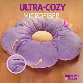 img 1 attached to 🌸 Purple Flower Floor Pillow Seating Cushion for Girls, Teens, Tweens & Toddlers - Butterfly Craze - Cute Room Decor for Reading and Lounging - Comfy Pillow for Kids - Large 35" Diameter