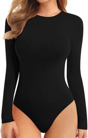 img 4 attached to 🔥 Redefine your style with MANGOPOP's alluring Women's Halter Neck Sleeveless Sexy Tank Tops Long Sleeve Bodysuit