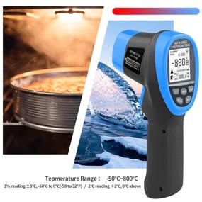 img 1 attached to 🌡️ BTMETER BT-985B Laser Temperature Gun Pyrometer, -58~2480℉(-50~1360℃) High Temperature Meter, 16:1 Distance Spot Ratio Industrial Infrared Thermometer Tester for Furnace, Smelting (NOT for Measuring Human Body Temperature)