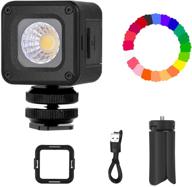 📸 emart mini led waterproof portable video lighting kit with 20 color gel filters, tripod stand, and dimmable fill light for smartphone, drone photography, gopro, osmo pocket action, and dslr logo